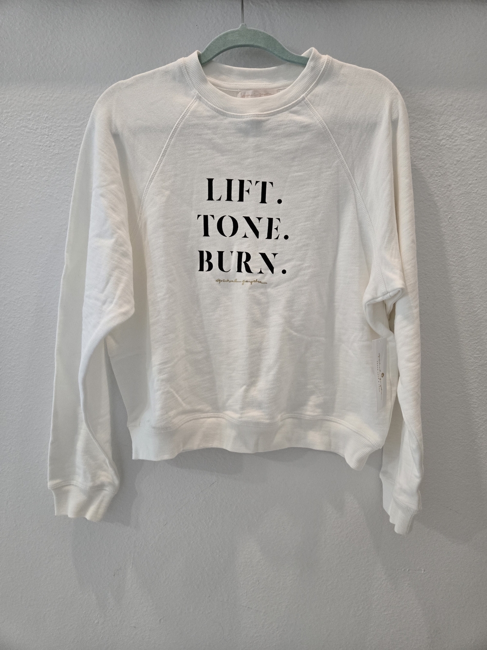 Spiritual Gangster White Crewneck Sweatshirt with Black Text Size S